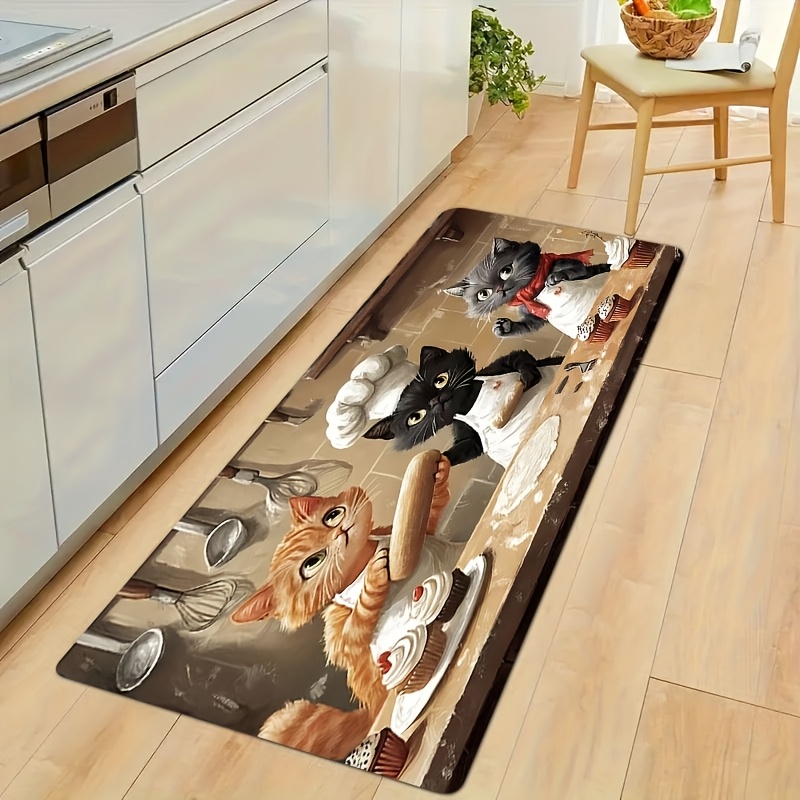 Kitchen Living Baking Mats - Милый кухонный коврик с изображением кота-повара,