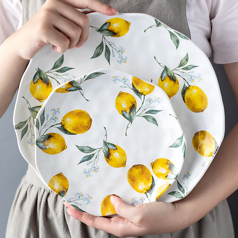 Cake Board Round - Набор керамических обеденных тарелок с лимоном,