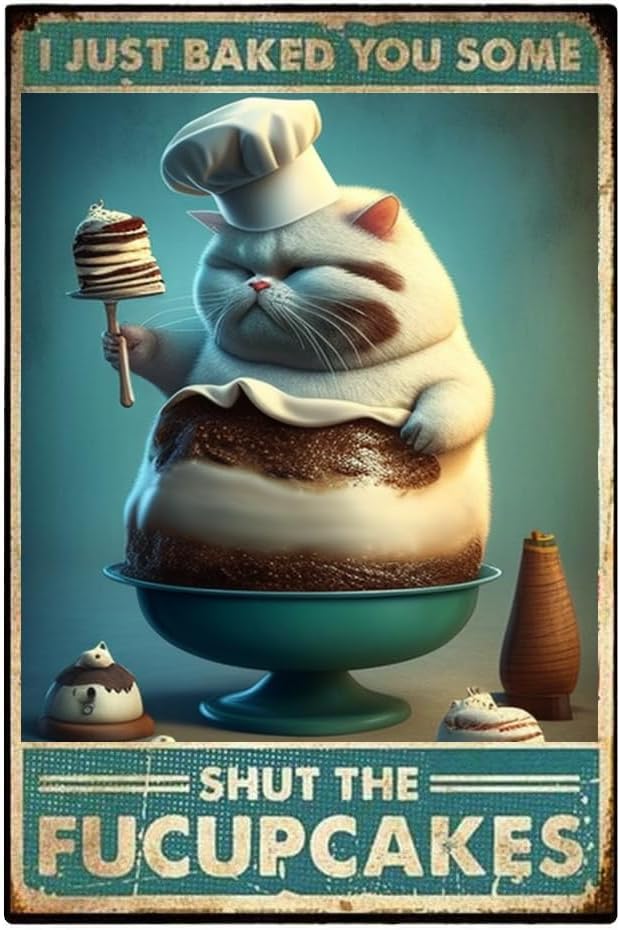 Kitchen Baking Wall Art - Металлические таблички с котами, ретро-декор для
